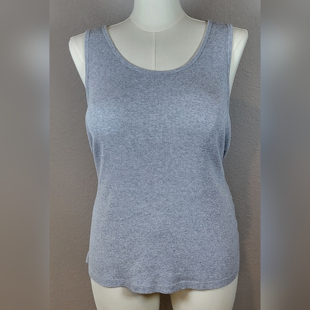 VENEZIA Plus Size Ribbed Tank Top in Heathered Gray - Size 14/16 or Size 1X